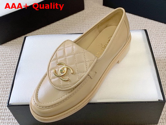 Chanel Loafers in Beige Lambskin Replica