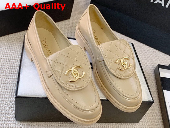 Chanel Loafers in Beige Lambskin Replica