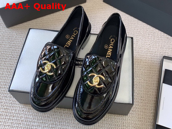 Chanel Loafers in Black Patent Leather Replica