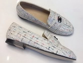 Chanel Loafers in Tweed White and Multicolor