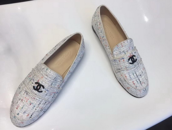 Chanel Loafers in Tweed White and Multicolor