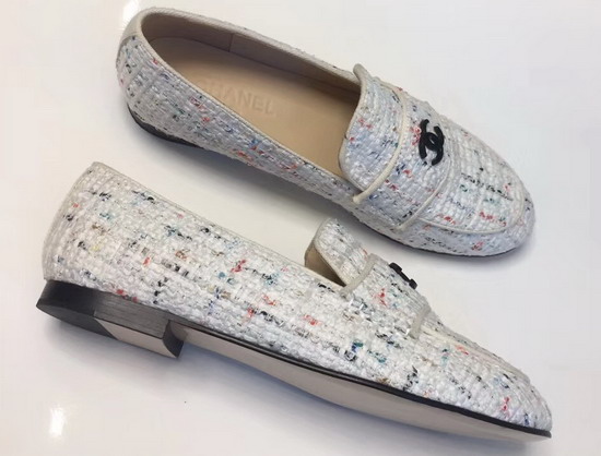 Chanel Loafers in Tweed White and Multicolor