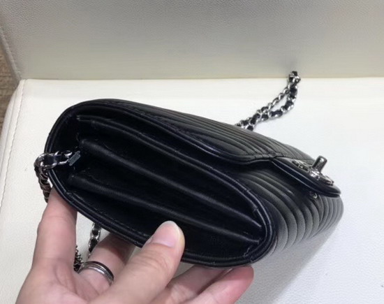 Chanel Long Flap Bag in Black Chevron Lambskin