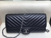 Chanel Long Flap Bag in Black Chevron Lambskin