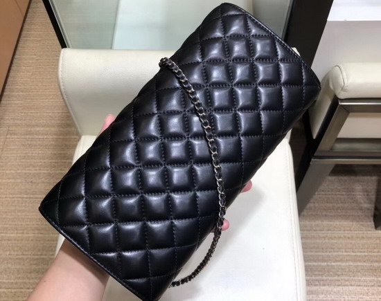 Chanel Long Flap Bag in Black Quilted Lambskin