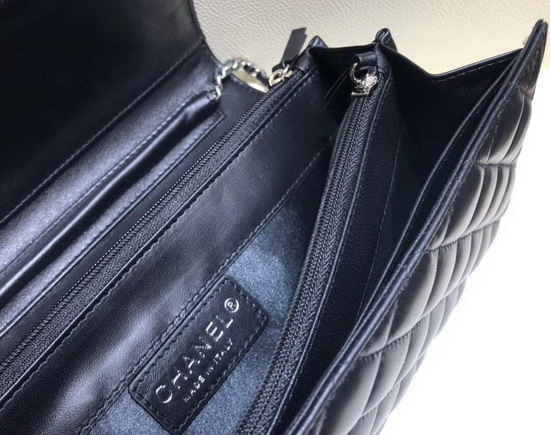 Chanel Long Flap Bag in Black Quilted Lambskin