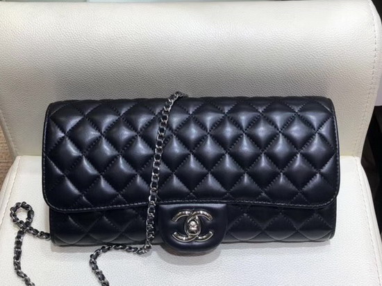 Chanel Long Flap Bag in Black Quilted Lambskin