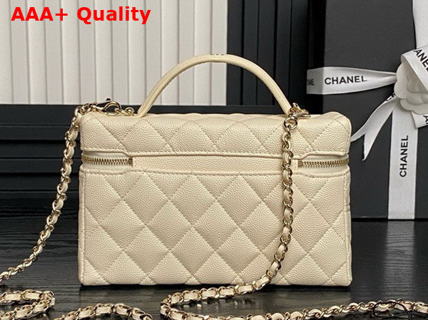 Chanel Long Vanity with Chain Beige Grained Calfskin Gold Tone Metal AP4407 Replica