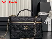 Chanel Long Vanity with Chain Black Grained Calfskin Gold Tone Metal AP4407 Replica