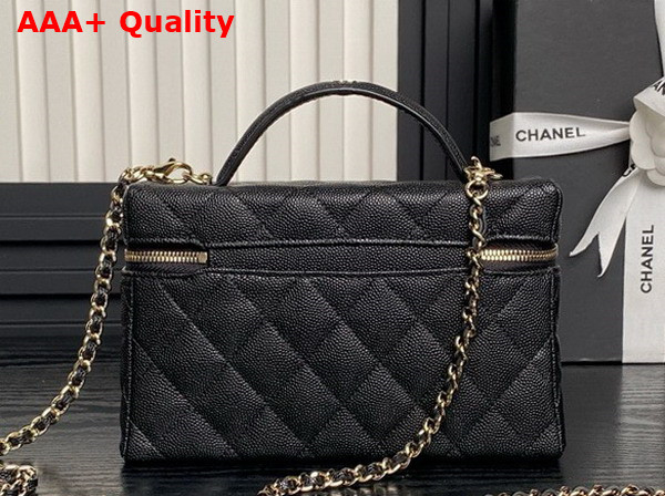 Chanel Long Vanity with Chain Black Grained Calfskin Gold Tone Metal AP4407 Replica