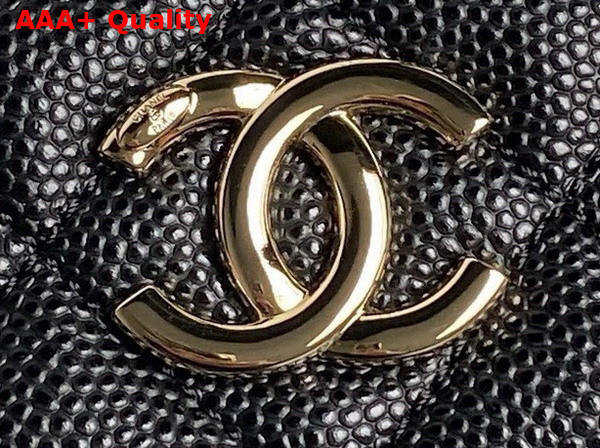 Chanel Long Vanity with Chain Black Grained Calfskin Gold Tone Metal AP4407 Replica