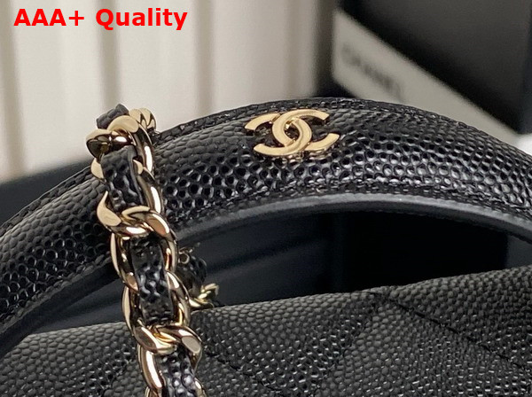 Chanel Long Vanity with Chain Black Grained Calfskin Gold Tone Metal AP4407 Replica