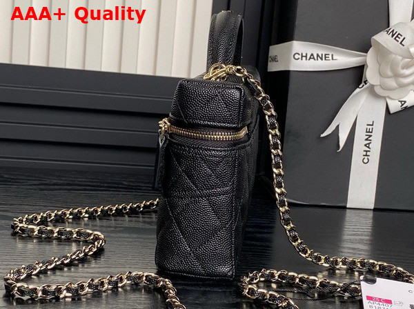 Chanel Long Vanity with Chain Black Grained Calfskin Gold Tone Metal AP4407 Replica