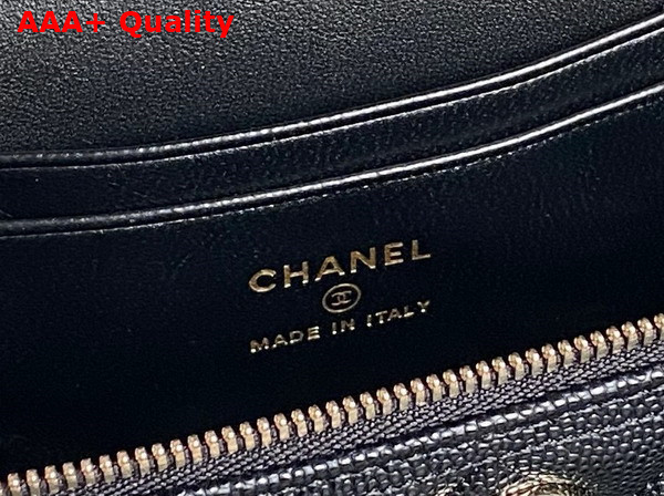 Chanel Long Vanity with Chain Black Grained Calfskin Gold Tone Metal AP4407 Replica