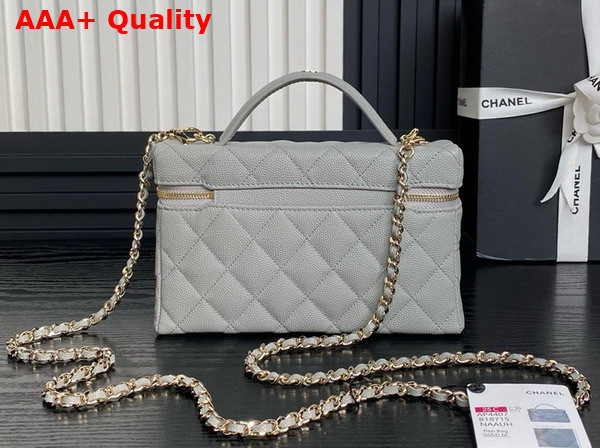 Chanel Long Vanity with Chain Gray Grained Calfskin Gold Tone Metal AP4407 Replica