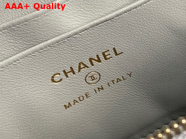 Chanel Long Vanity with Chain Gray Grained Calfskin Gold Tone Metal AP4407 Replica