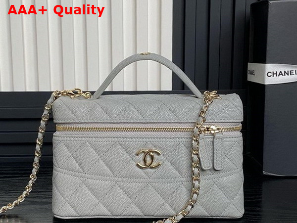 Chanel Long Vanity with Chain Gray Grained Calfskin Gold Tone Metal AP4407 Replica