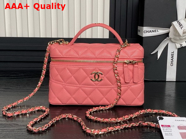 Chanel Long Vanity with Chain Light Pink Grained Calfskin Gold Tone Metal AP4407 Replica