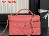 Chanel Long Vanity with Chain Light Pink Grained Calfskin Gold Tone Metal AP4407 Replica