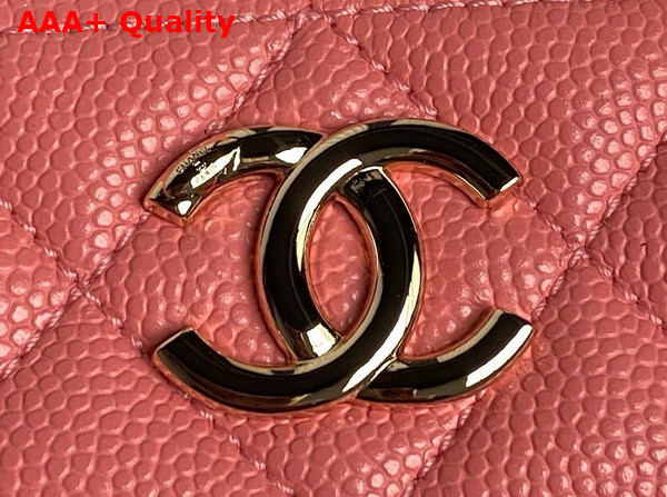 Chanel Long Vanity with Chain Light Pink Grained Calfskin Gold Tone Metal AP4407 Replica