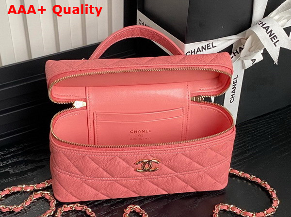 Chanel Long Vanity with Chain Light Pink Grained Calfskin Gold Tone Metal AP4407 Replica