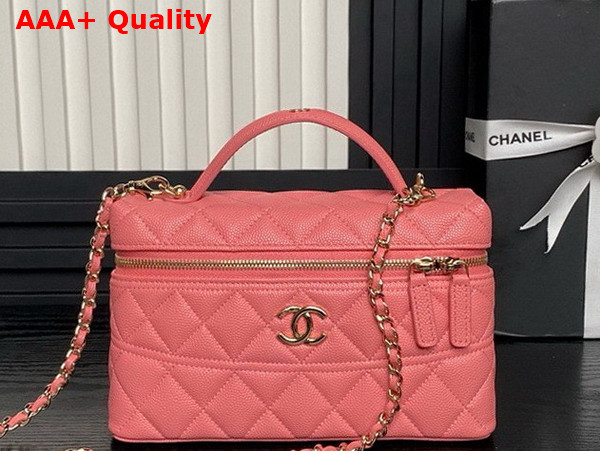 Chanel Long Vanity with Chain Light Pink Grained Calfskin Gold Tone Metal AP4407 Replica