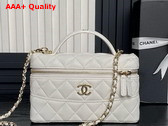 Chanel Long Vanity with Chain White Grained Calfskin Gold Tone Metal AP4407 Replica