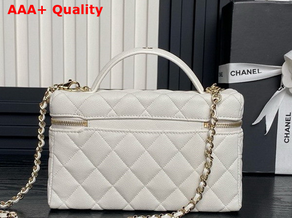 Chanel Long Vanity with Chain White Grained Calfskin Gold Tone Metal AP4407 Replica