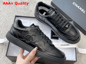 Chanel Low Top Sneaker in Black Perforated Calfskin Replica