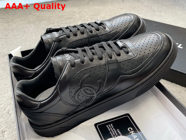 Chanel Low Top Sneaker in Black Perforated Calfskin Replica