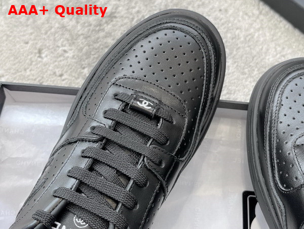 Chanel Low Top Sneaker in Black Perforated Calfskin Replica