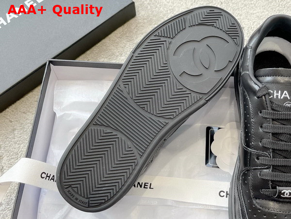 Chanel Low Top Sneaker in Black Perforated Calfskin Replica