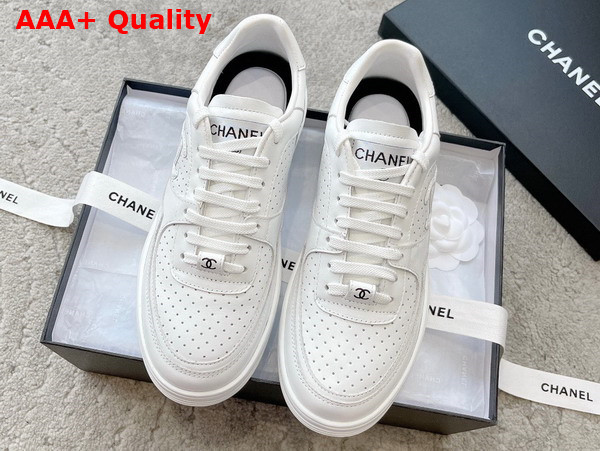 Chanel Low Top Sneaker in White Perforated Calfskin Replica