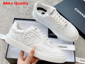 Chanel Low Top Sneaker in White Perforated Calfskin Replica