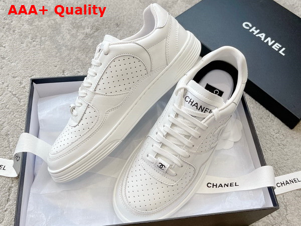 Chanel Low Top Sneaker in White Perforated Calfskin Replica