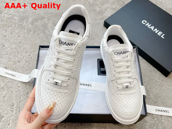 Chanel Low Top Sneaker in White Perforated Calfskin Replica