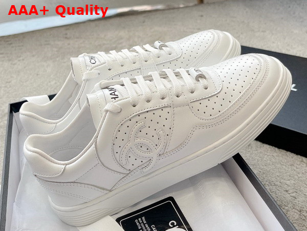 Chanel Low Top Sneaker in White Perforated Calfskin Replica