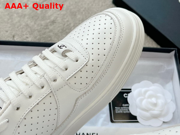 Chanel Low Top Sneaker in White Perforated Calfskin Replica