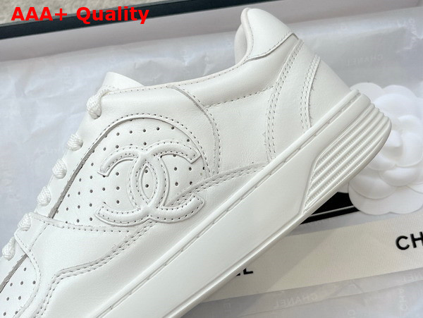 Chanel Low Top Sneaker in White Perforated Calfskin Replica