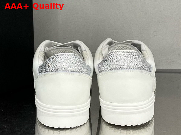 Chanel Low Top Sneakers Calfskin Fabric and Strass White and Silver Replica