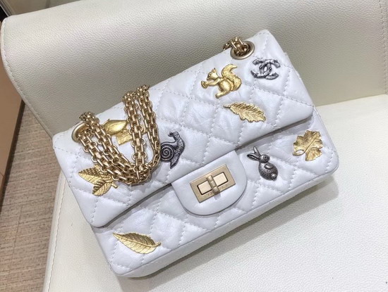 Chanel Lucky Charms Mini Reissue 255 Flap Bag in White Aged Calfskin