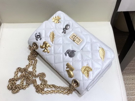 Chanel Lucky Charms Mini Reissue 255 Flap Bag in White Aged Calfskin