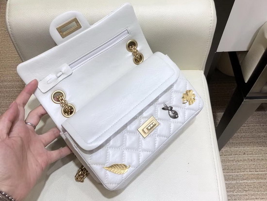 Chanel Lucky Charms Mini Reissue 255 Flap Bag in White Aged Calfskin