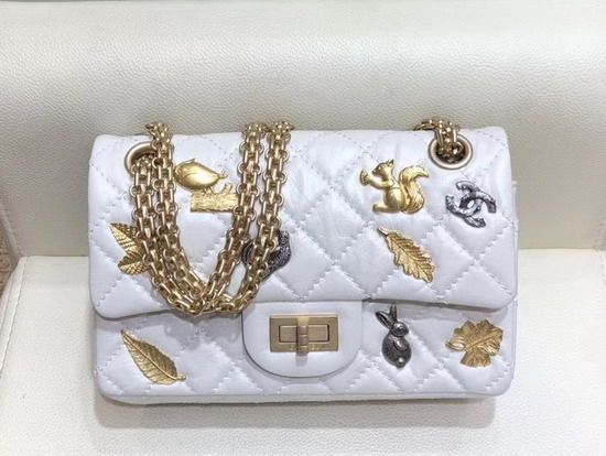 Chanel Lucky Charms Mini Reissue 255 Flap Bag in White Aged Calfskin