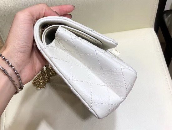 Chanel Lucky Charms Reissue 255 Flap Bag in White Aged Calfskin