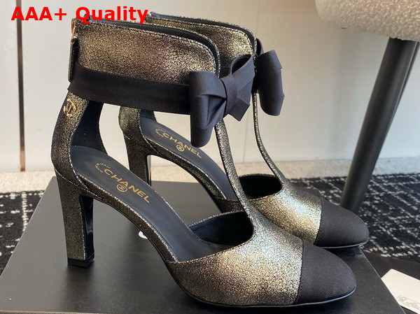 Chanel Mary Janes Antique Brass Garined Calfskin Replica