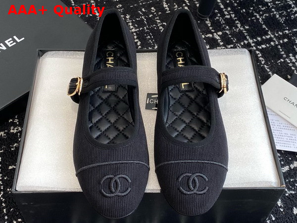 Chanel Mary Janes Black Cotton and Silk G45503 Replica