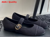 Chanel Mary Janes Black Cotton and Silk G45503 Replica