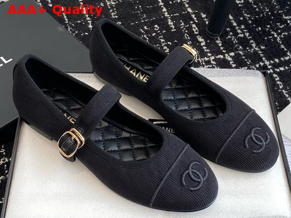 Chanel Mary Janes Black Cotton and Silk G45503 Replica