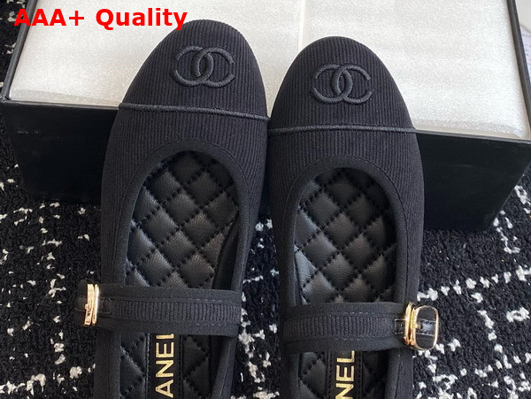 Chanel Mary Janes Black Cotton and Silk G45503 Replica